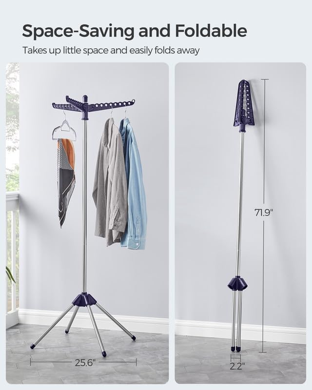 SONGMICS Clothes Drying Rack, 61.6-Inch Drying Rack, 3 Rotatable Arms