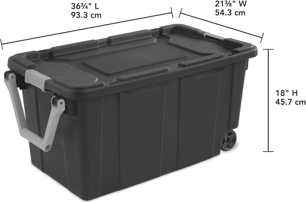 Storage Bin Plastic Rolling Stacker Box Wheeled Storage Box 160 Quart, Lidded...