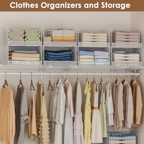 Tiaoheka 4-Tier Stackable Closet Organizers and Storage Shelves, Foldable Clo...