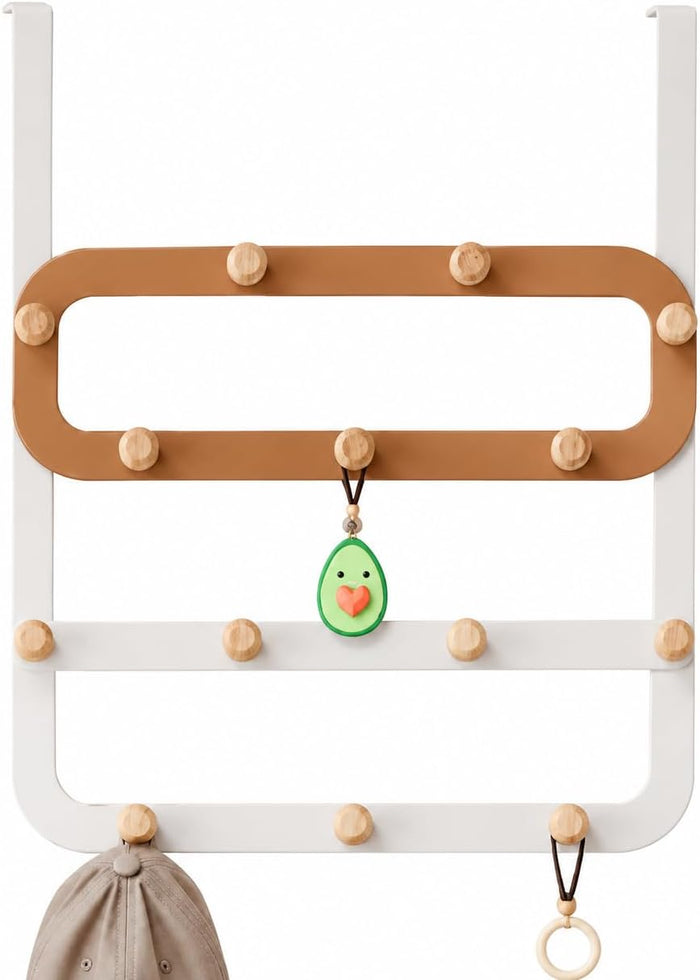 Over the Door Hook Rack, 14-Hook Coat Hanger for Clothes, Bags, Towels