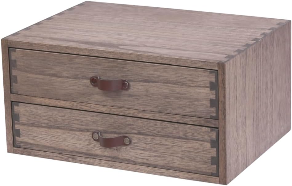 DDYURI Wood 2 Drawer Desktop Organizer Cabinet - Desk Storage Box for Kitchen...