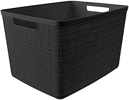 Curver Set of 4 Large 20L Jute Decorative Plastic Organization and Storage Ba...