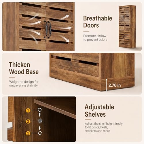 Tribesigns 71" Tall Shoe Cabinet with Doors