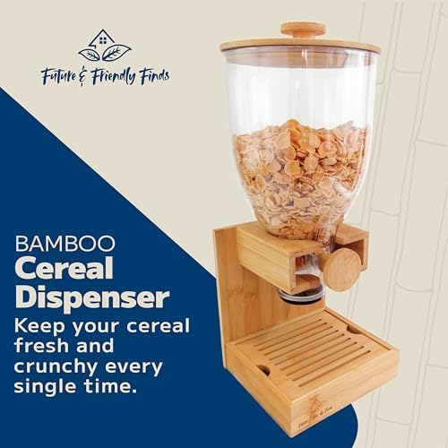 Bamboo Dispenser 3.5Liters (118 fl Oz) , Cereal Dispenser, Storage Container,...
