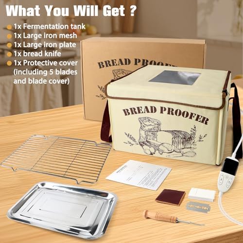 Folding Bread Proofing Box with 3-Side Heating & 50-113℉ Precise Temp Con...