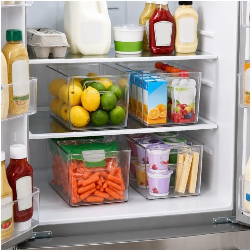 8 Pack Clear Bins for Organizing, Pantry Storage Bins, 3 Sizes: 4L+2M+2S