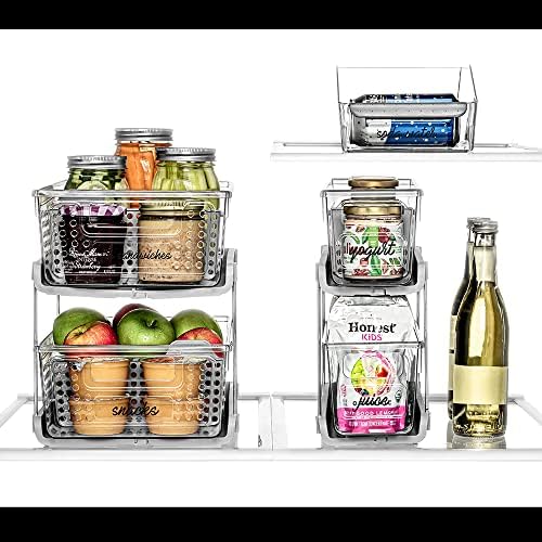 Madesmart Mini 2-Tier Plastic Multipurpose Organizer with Divided Slide-Out S...