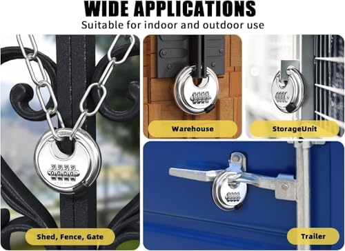 4 Digit Combination Disc Padlock, Silver, 4Pcs