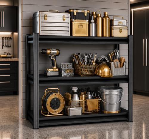 Garage Shelving, 1800 LBS Heavy Duty Metal Storage Shelves, 3-Tier Adjustable...