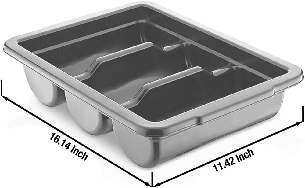 2 Pack - Cutlery Bin with Lid, Commercial 3-Compartment Flatware Tray with Co...