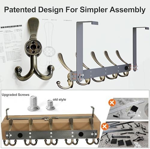 Dseap Over Door Hook 2.0 - Upgraded Version - Simple-Assembly, Strong, Heavy-...