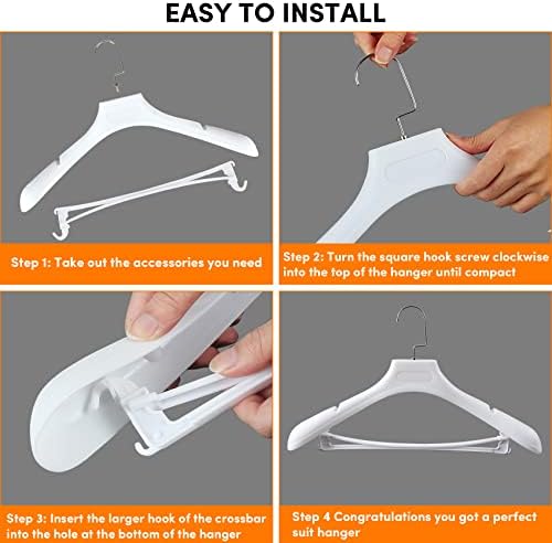 DEDU Suit Hangers for Men 15 Pack Width 17.1", White Coat Hangers no Sho...