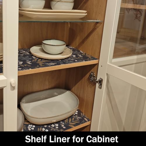 Black Leaf Shelf Drawer Cabinet Liners Waterproof,24IN x 10FT