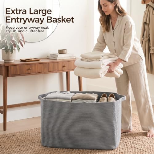 OIASKET 118L Extra Large Blanket Basket, 24.8" x 17.7" x 17.2"...