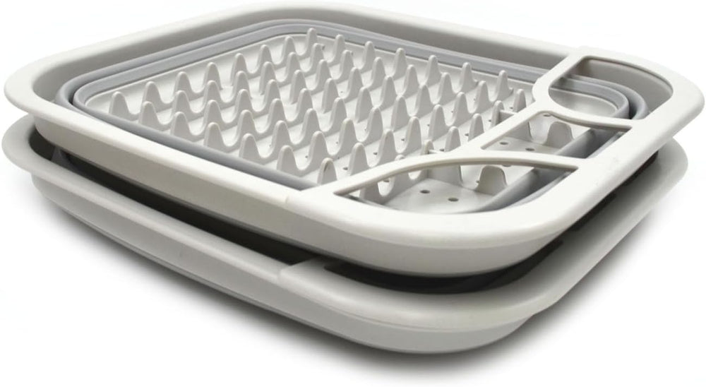 SAMMART Set of 2 Collapsible Dish Drainer with Drainer Board - Foldable Dryin...