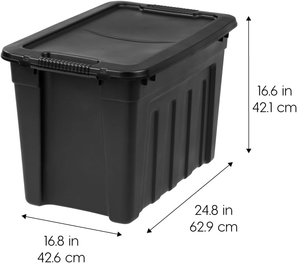 IRIS USA 4-Pack 20 Gal Heavy Duty Storage Totes with Lids, Black