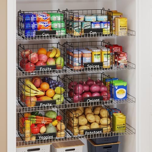 JKsmart 4 Pack XL Stackable Wire Baskets, Pantry Organizers and Storage