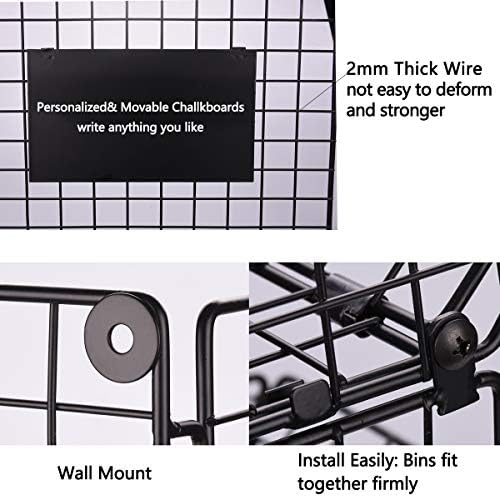 X-cosrack Metal Wire Basket Wall Mount, 3 Tier Wall Storage Basket Organizer ...