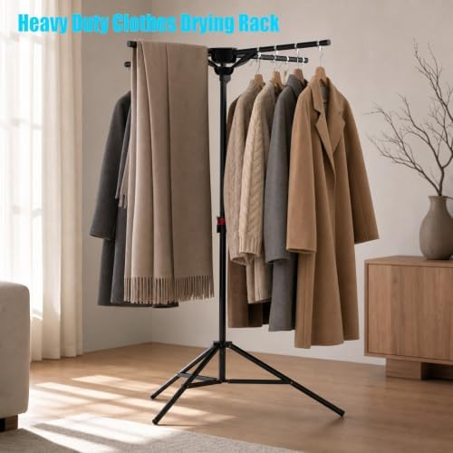 Portable Tripod Clothes Drying Rack, Foldable 4-Bar Rack for Space Saving