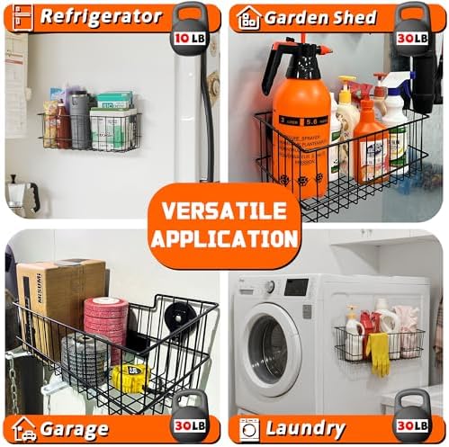 ULIBERMAGNET Magnetic Baskets, Large Capacity Metal Wire Mesh Basket Holder O...