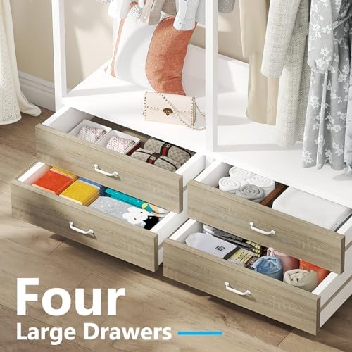 Tribesigns Freestanding Closet Organizer, Garment Rack with 4 Drawers