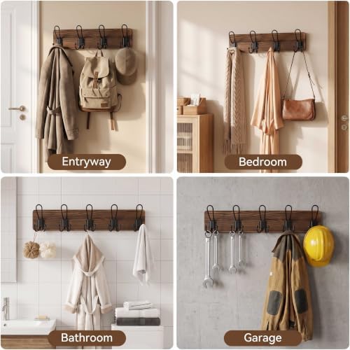 WEBI Rustic Coat Rack Wall Mount,17" Coat Hooks Wall Mounted,Fit 16&quot...