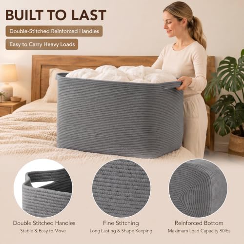 OIASKET 118L Extra Large Blanket Basket, 24.8" x 17.7" x 17.2"...