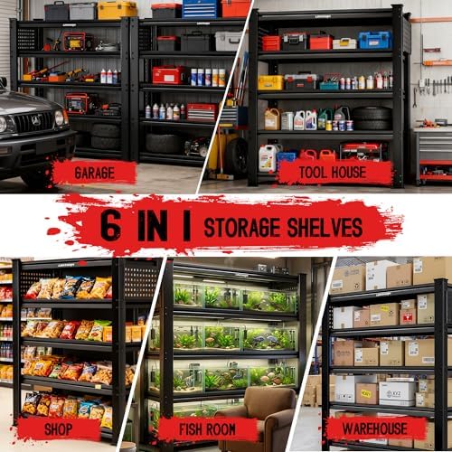 LDHTHOPI 72.2''H Garage Shelving, 5000lb Adjustable Storage Shelves, ...