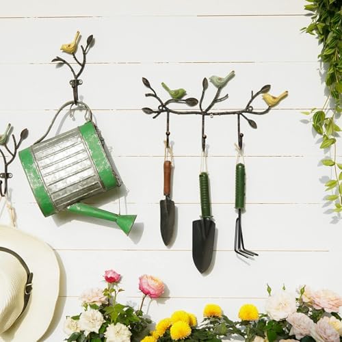 SOFFEE DESIGN Vintage Wall-Mounted Coat Rack with 3 Hooks, Birds Standing on ...
