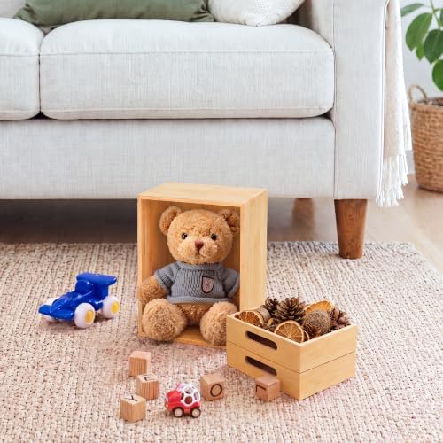HOMESTEAD 3-Piece Stackable Bamboo Storage Box, Large Storage Bin, Wooden Box...