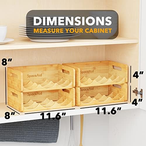 SpaceAid Bamboo Water Bottle Organizer with Labels, Kitchen Pantry Water Bott...