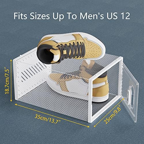 SIMPDIY Shoe Storage, 12 Pack Large Shoe Boxes Clear Plastic Stackable, Shoe ...