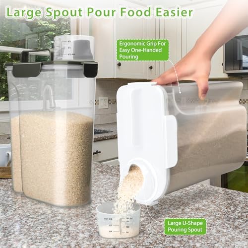 Viretec Rice Storage Container, 5 to 10lb Dry Food Airtight Dispenser, Pet Do...