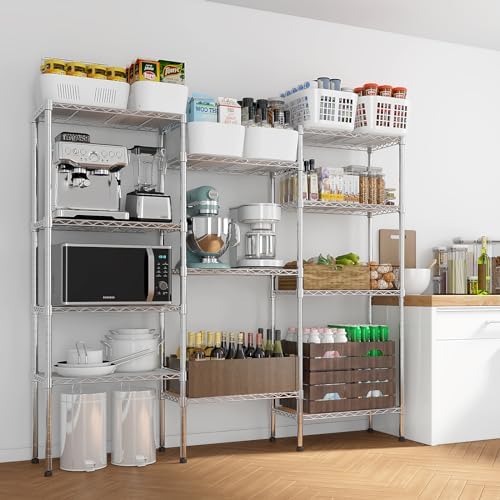 4- Shelf Metal Shelving Unit Adjustable Storage Shelves Heavy Duty Shelving S...