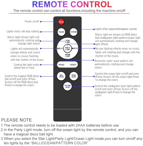Party Disco Ball, Dj Disco Light Strobe Dance Sound Activated with Remote Con...