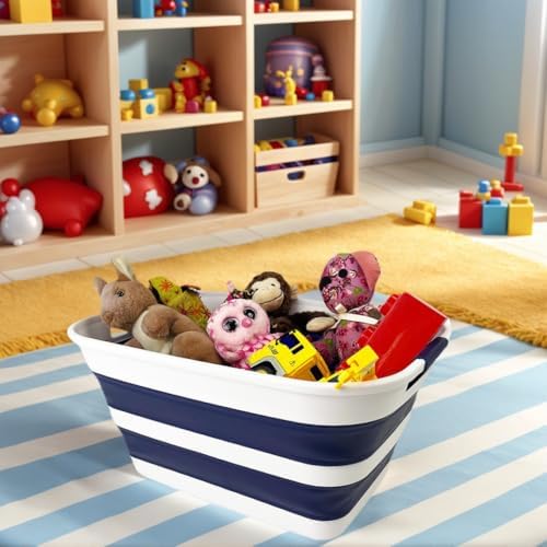 SAMMART Collapsible Plastic Laundry Basket with Handle/Foldable Pop Up Storag...