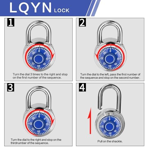 Combination Lock, LQYN Dial Combination Padlock, Pack of 12; Blue
