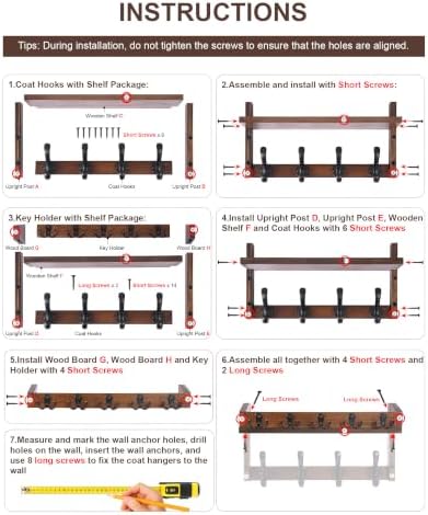 33.86" Wall Mounted Coat Rack with Shelf, 13 Hooks Pre-Assembled