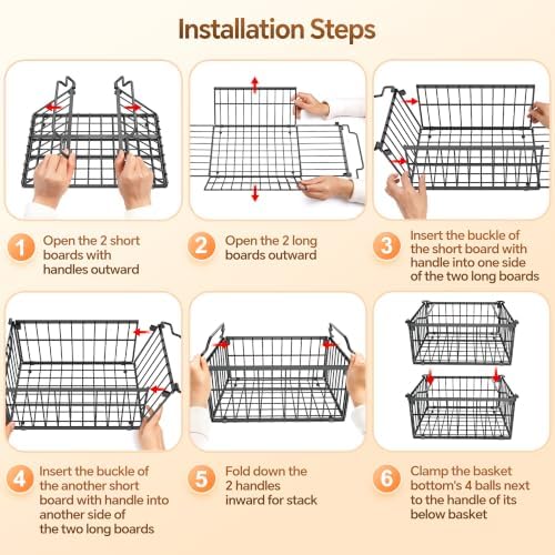 Freezer Organizer Bins, 6 Pack Enlarged Baskets for 5-9 Cu.FT Deep Freezer