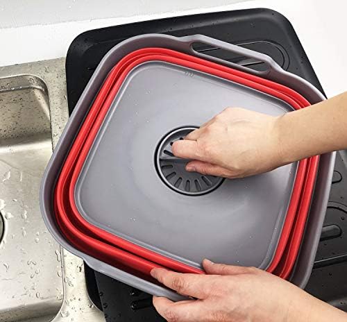 SAMMART 10L (2.64 Gallon) Collapsible Dishpan with Draining Plug - Foldable W...