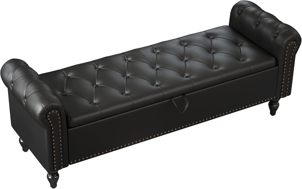 Furniliving 63” End of Bed Bench, Bedroom Bench with Button-Tufted, Upholster...