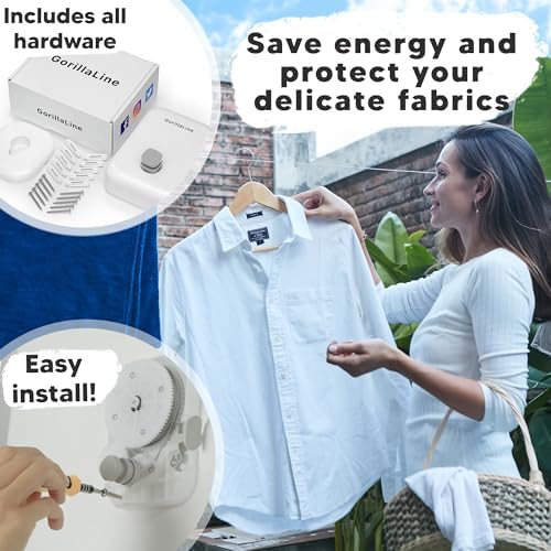GorillaLine - Retractable Clothesline Indoor Outdoor Clothes Line | Heavy Dut...