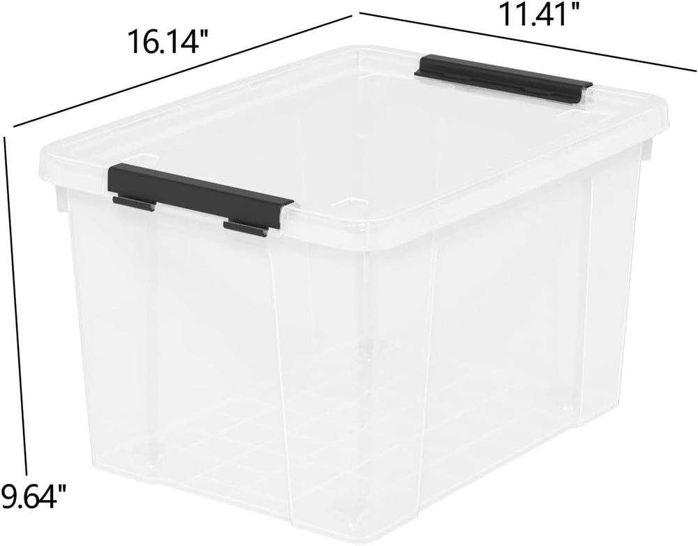 Sandmovie 6 Pack 22 Quart Clear Plastic Storage Bins with Wheels & Latchi...