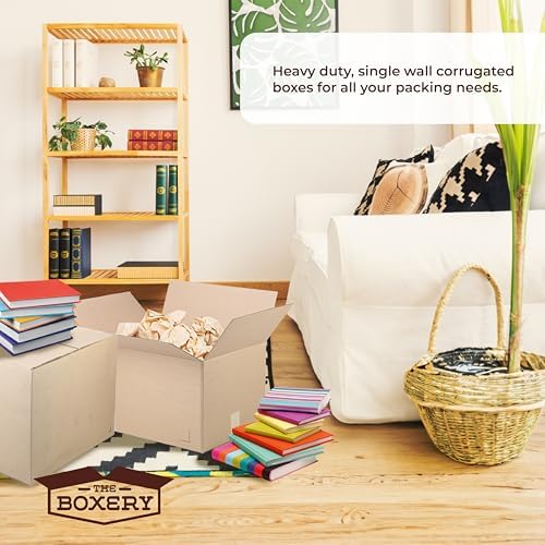 The Boxery 16 x 12 x 10" Heavy Duty ECT44 Cardboard Boxes, 25 Pack
