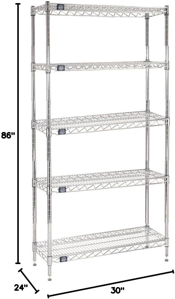 Nexel - 24" x 30" x 86", 5 Tier, NSF Listed Adjustable Wire Sh...