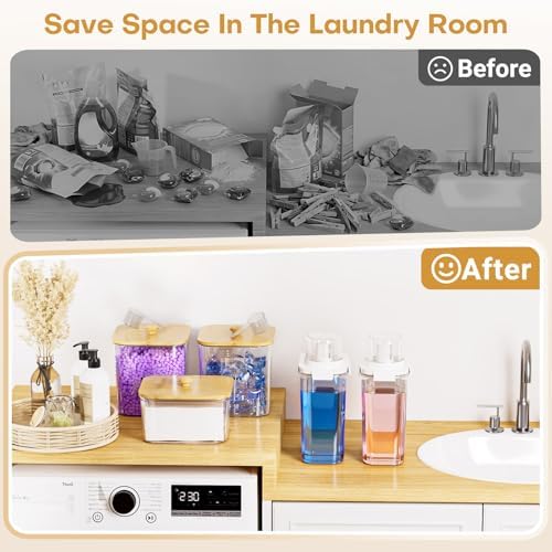 Homde Clear Laundry Detergent Dispenser: Reusable 3+2 Pack with Lids
