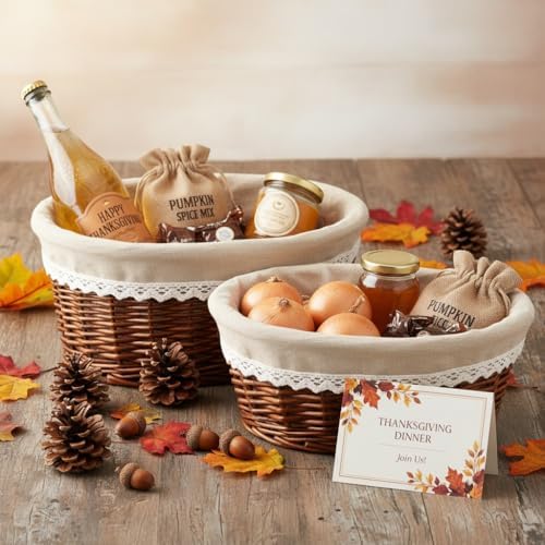Nicunom 2 Size Wicker Bread Baskets for Serving Set, 11" 12" Bread ...