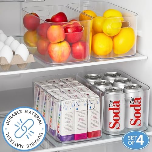 STORi Bliss 10" x 6" Open Clear Pantry Organizer Bin, Set of 4, Pla...