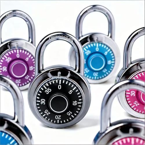 3-Digit Combination Padlocks, Metal Body & Black Dial, Pack of 12