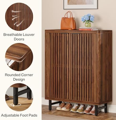 Tribesigns Shoe Cabinet with Shutter Doors